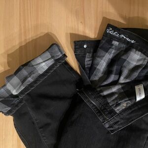 Eddie Bauer Denim Jeans Black Gray Flannel Lined